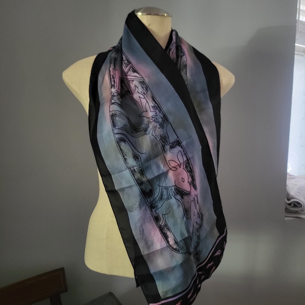 Monsoon Blue and Pink Artistic Scarf Wrap